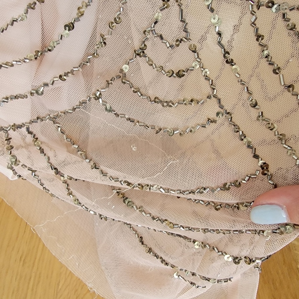 Adrianna Papell light pink beaded spaghetti strap gown - Picture 3 of 8